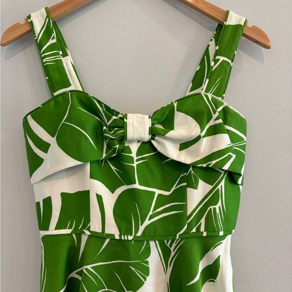 Kate Spade Green and White Palm Leaf Fit and Flare Dress Size 4 - Picture 5 of 8